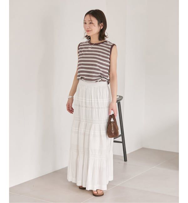 JOURNAL STANDARD「《追加2》汗ジミ防止天竺ボーダーノースリーブ」|Tシャツ・カットソー|