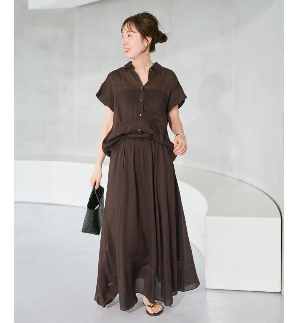 Spick and Span「《セットアップ可》ラミーブレンドギャザーフレアスカート」|スカート|