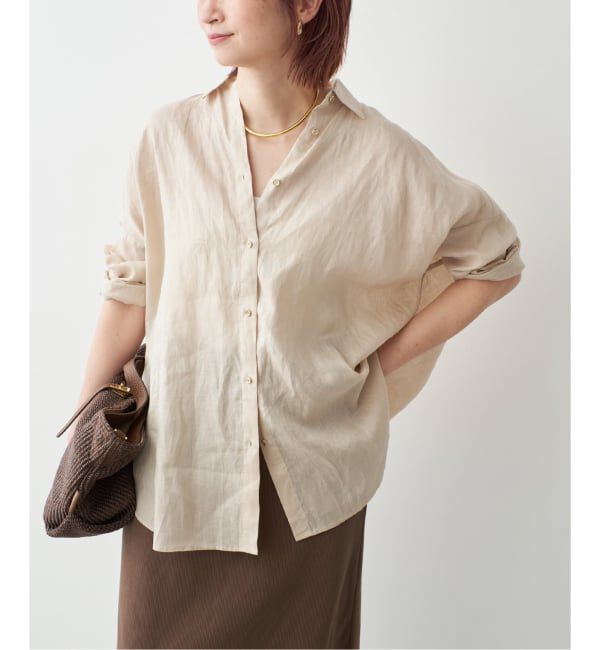 Spick and Span「《追加3予約》 80リネンカシュクール ビッグシャツ」|シャツ・ブラウス|