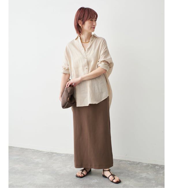 Spick and Span「《追加3予約》 80リネンカシュクール ビッグシャツ」|シャツ・ブラウス|
