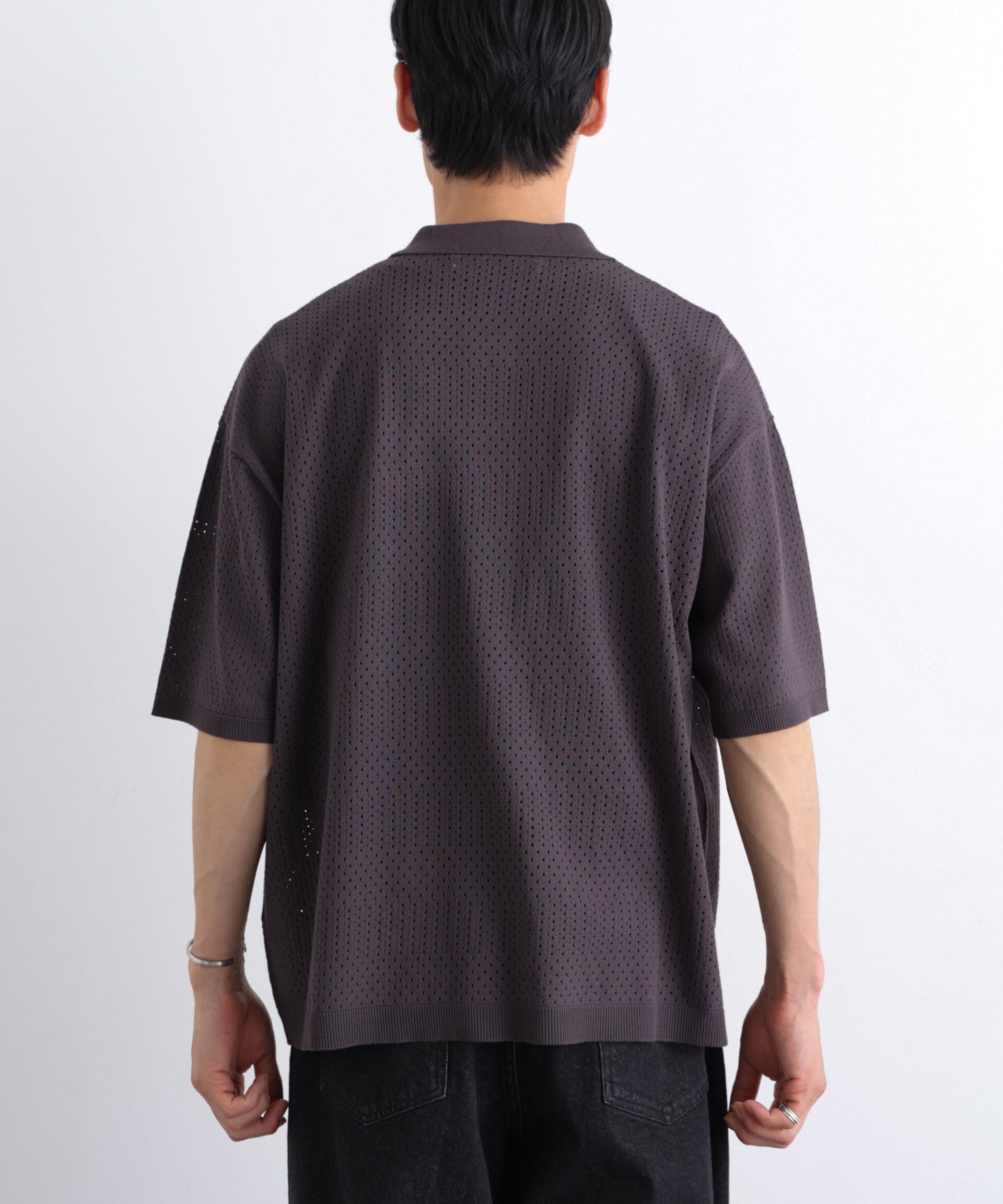 nano･universe「WEB限定/スキッパーテックニットポロシャツ/半袖」|Tシャツ・カットソー|