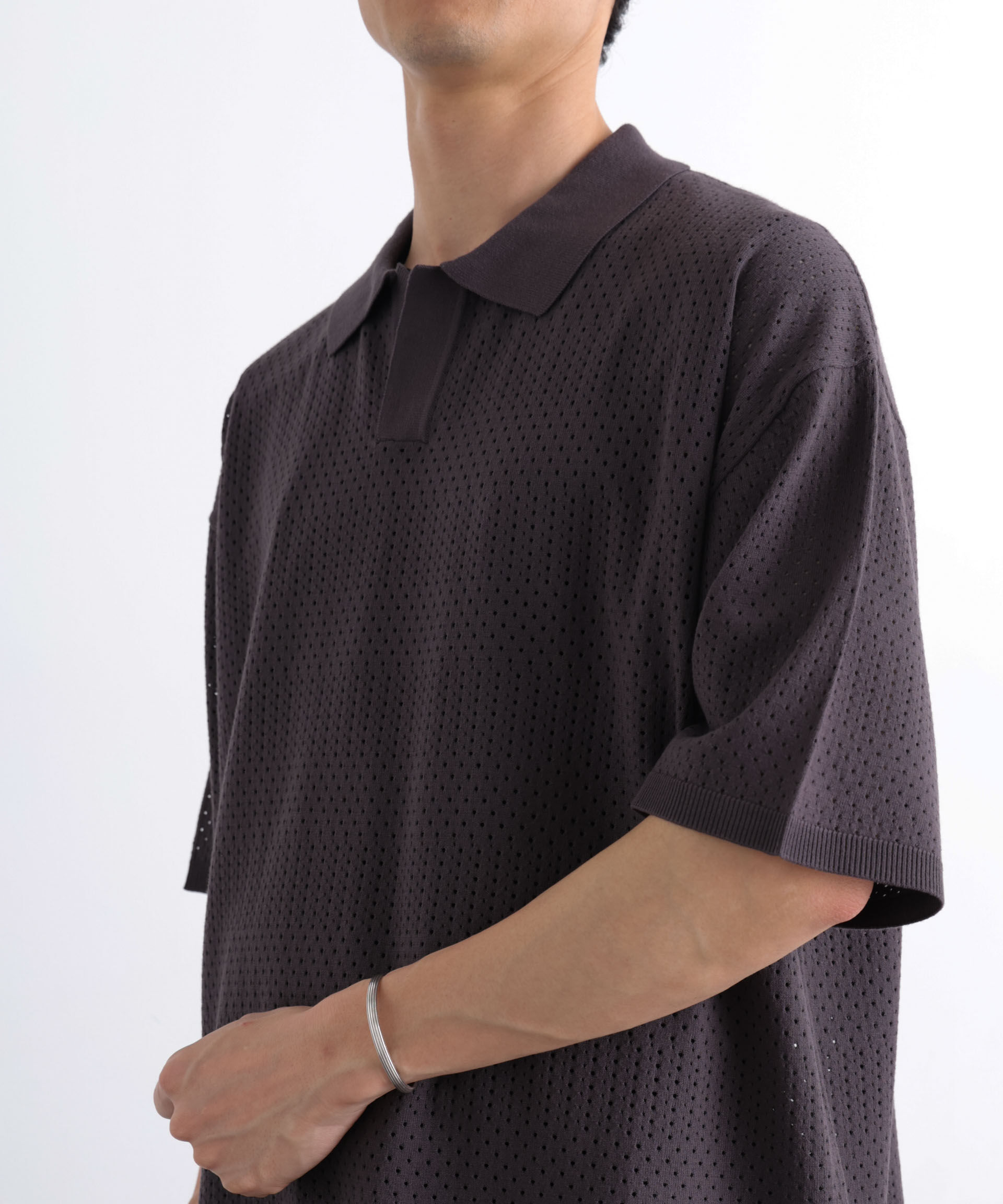 nano･universe「WEB限定/スキッパーテックニットポロシャツ/半袖」|Tシャツ・カットソー|
