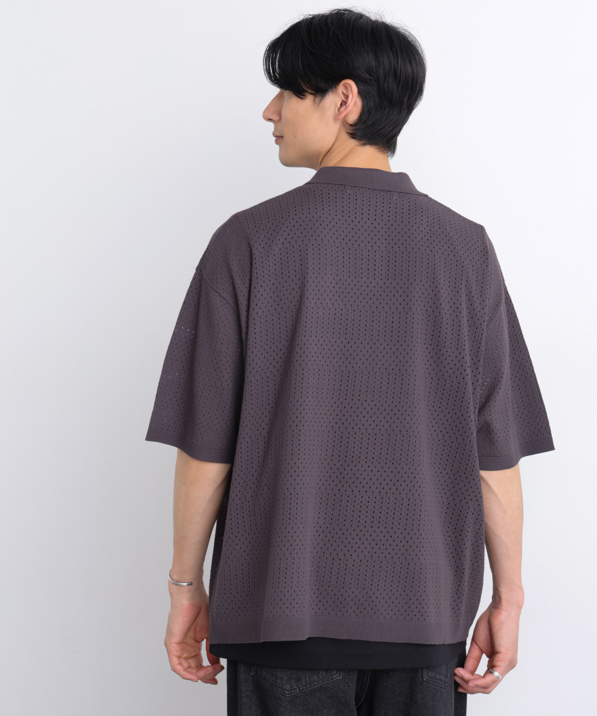 nano･universe「WEB限定/スキッパーテックニットポロシャツ/半袖」|Tシャツ・カットソー|