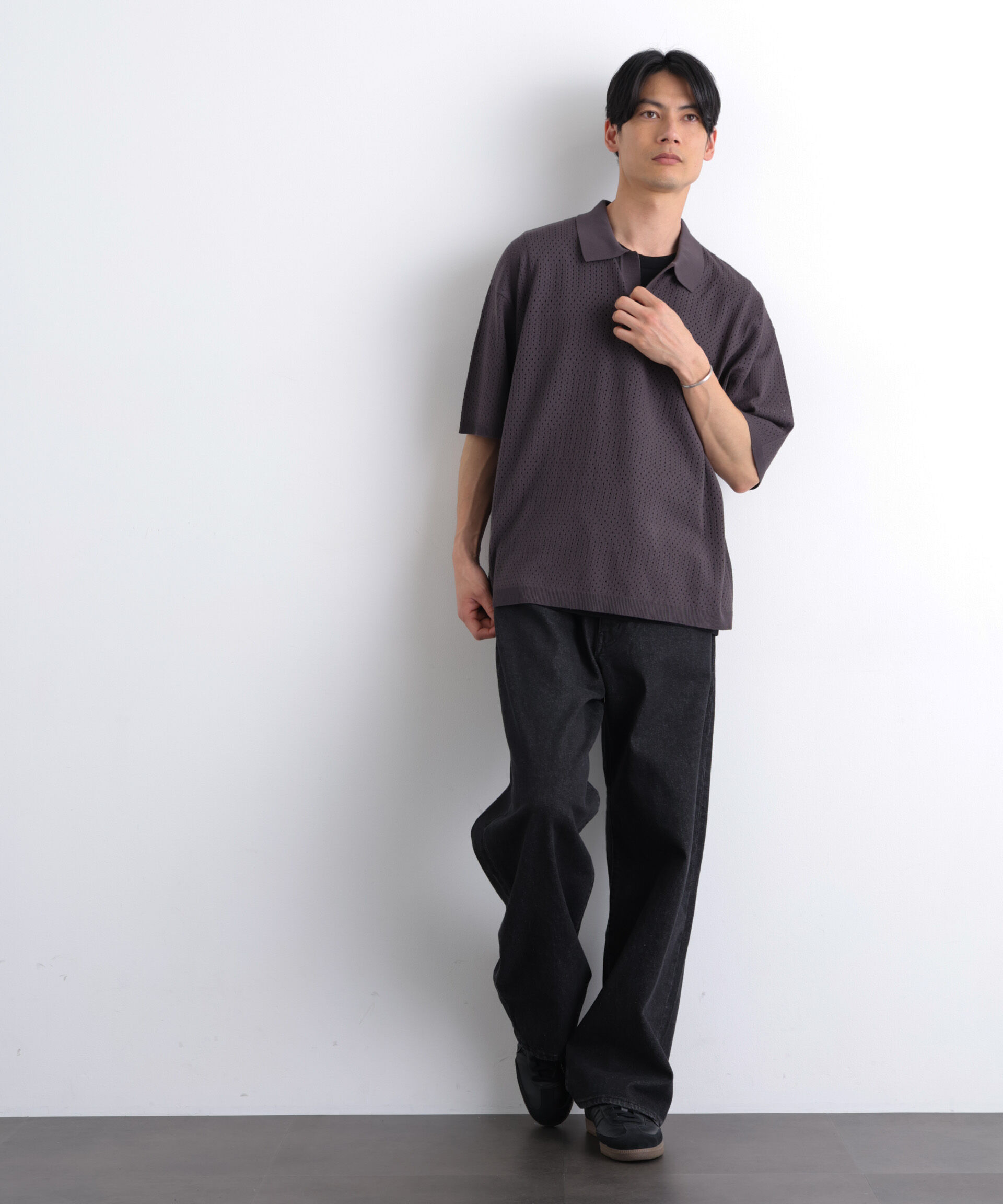 nano･universe「WEB限定/スキッパーテックニットポロシャツ/半袖」|Tシャツ・カットソー|