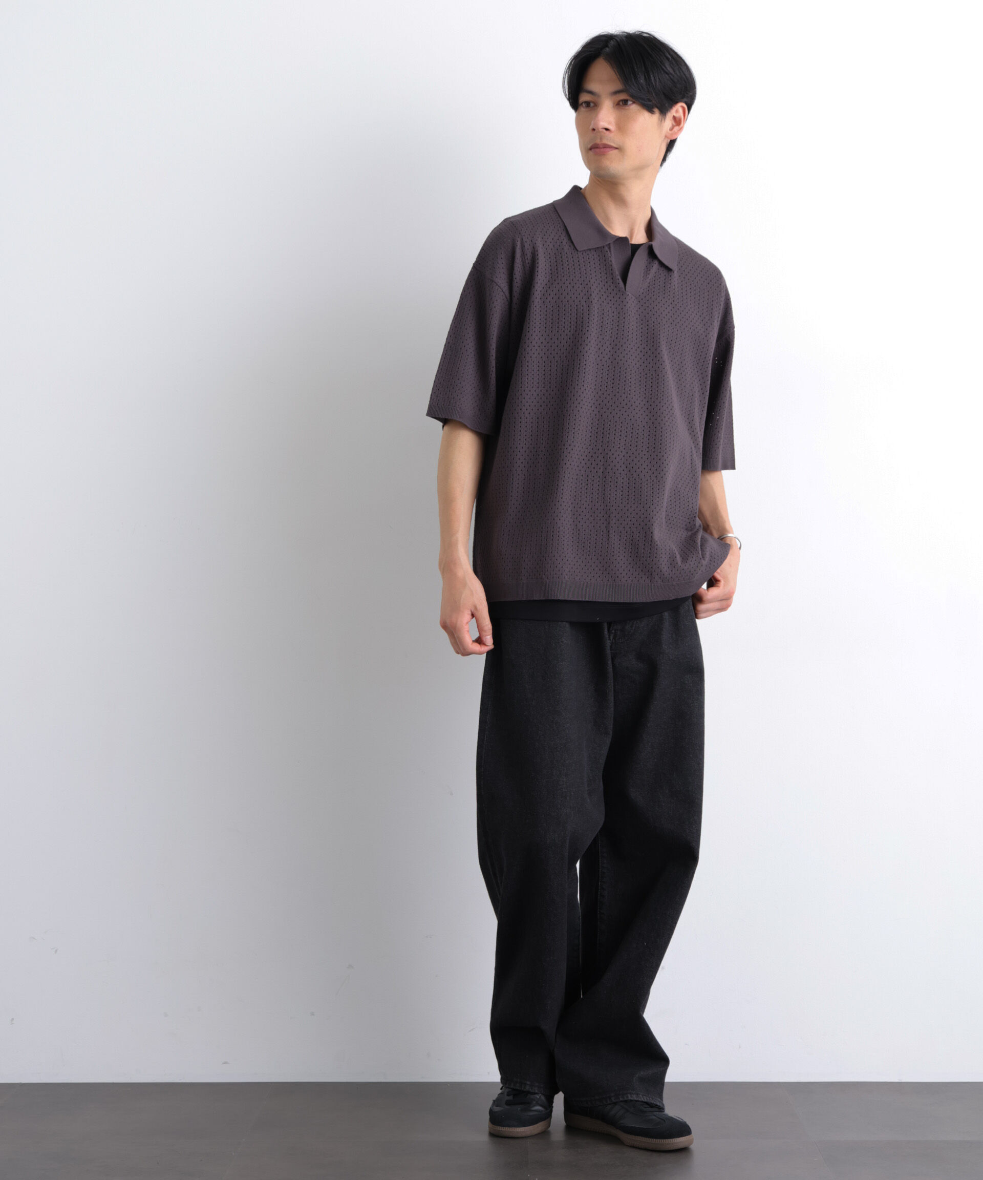 nano･universe「WEB限定/スキッパーテックニットポロシャツ/半袖」|Tシャツ・カットソー|