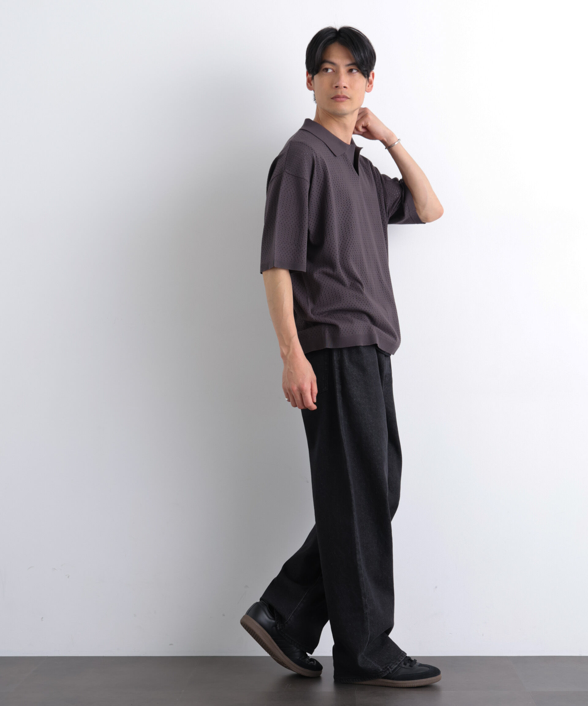 nano･universe「WEB限定/スキッパーテックニットポロシャツ/半袖」|Tシャツ・カットソー|