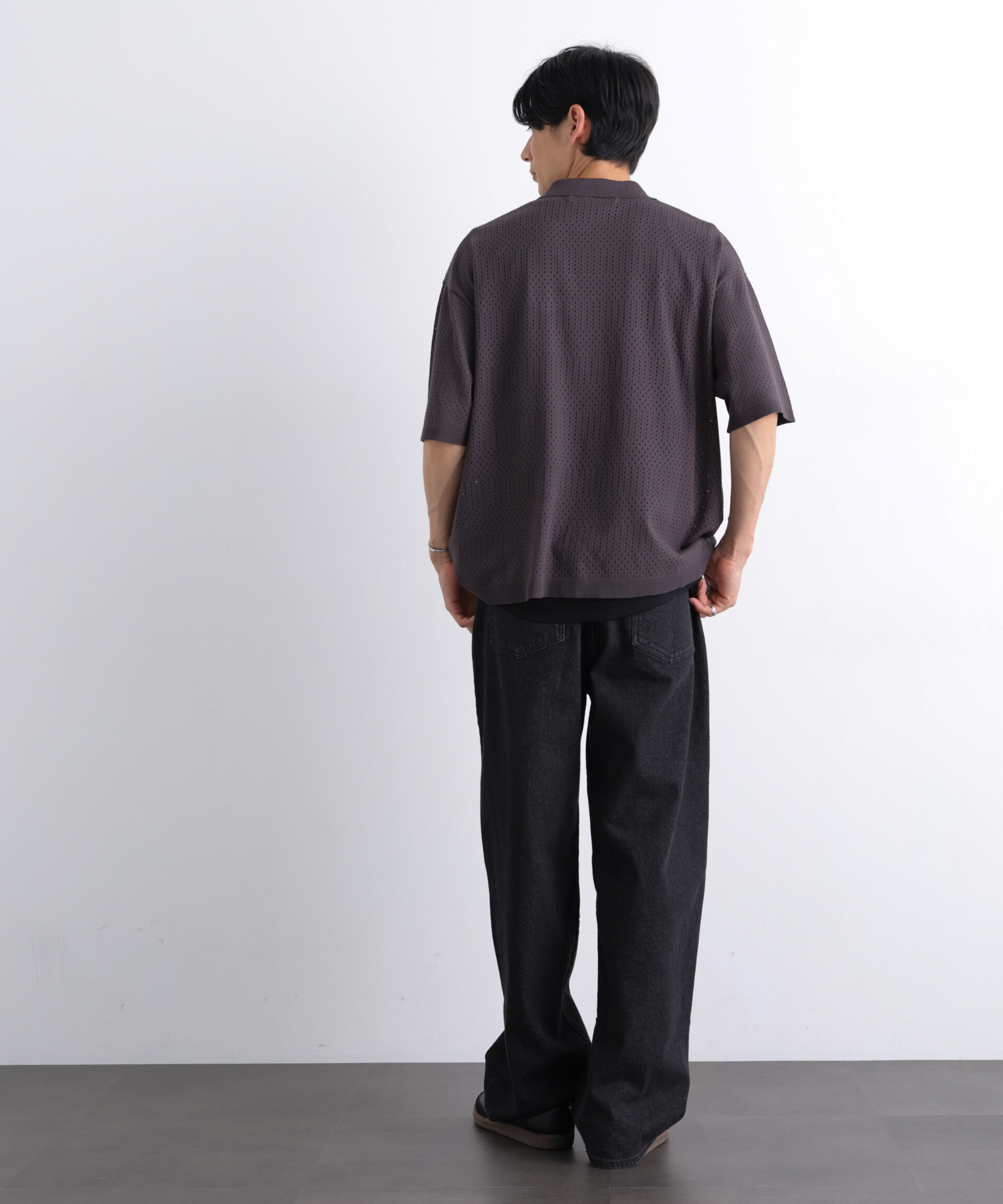 nano･universe「WEB限定/スキッパーテックニットポロシャツ/半袖」|Tシャツ・カットソー|