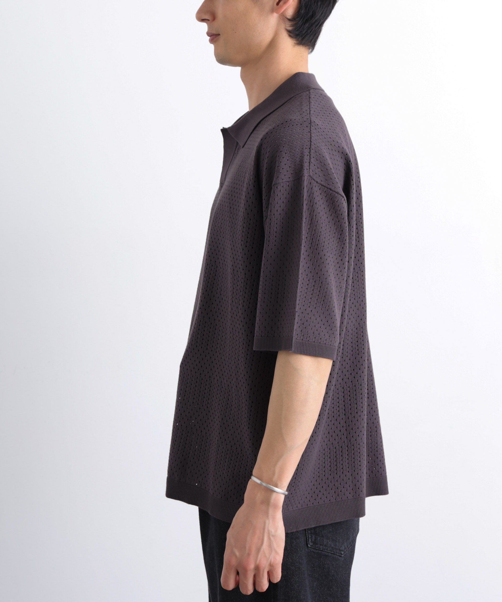 nano･universe「WEB限定/スキッパーテックニットポロシャツ/半袖」|Tシャツ・カットソー|
