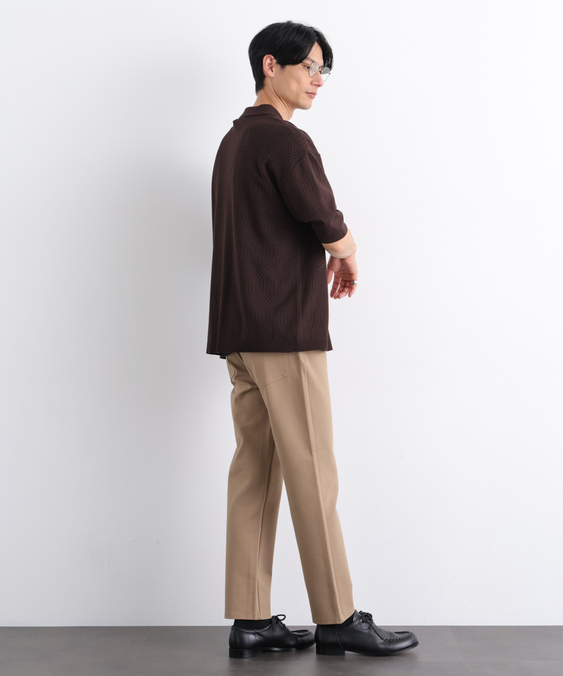 nano･universe「WEB限定/スキッパーテックニットポロシャツ/半袖」|Tシャツ・カットソー|
