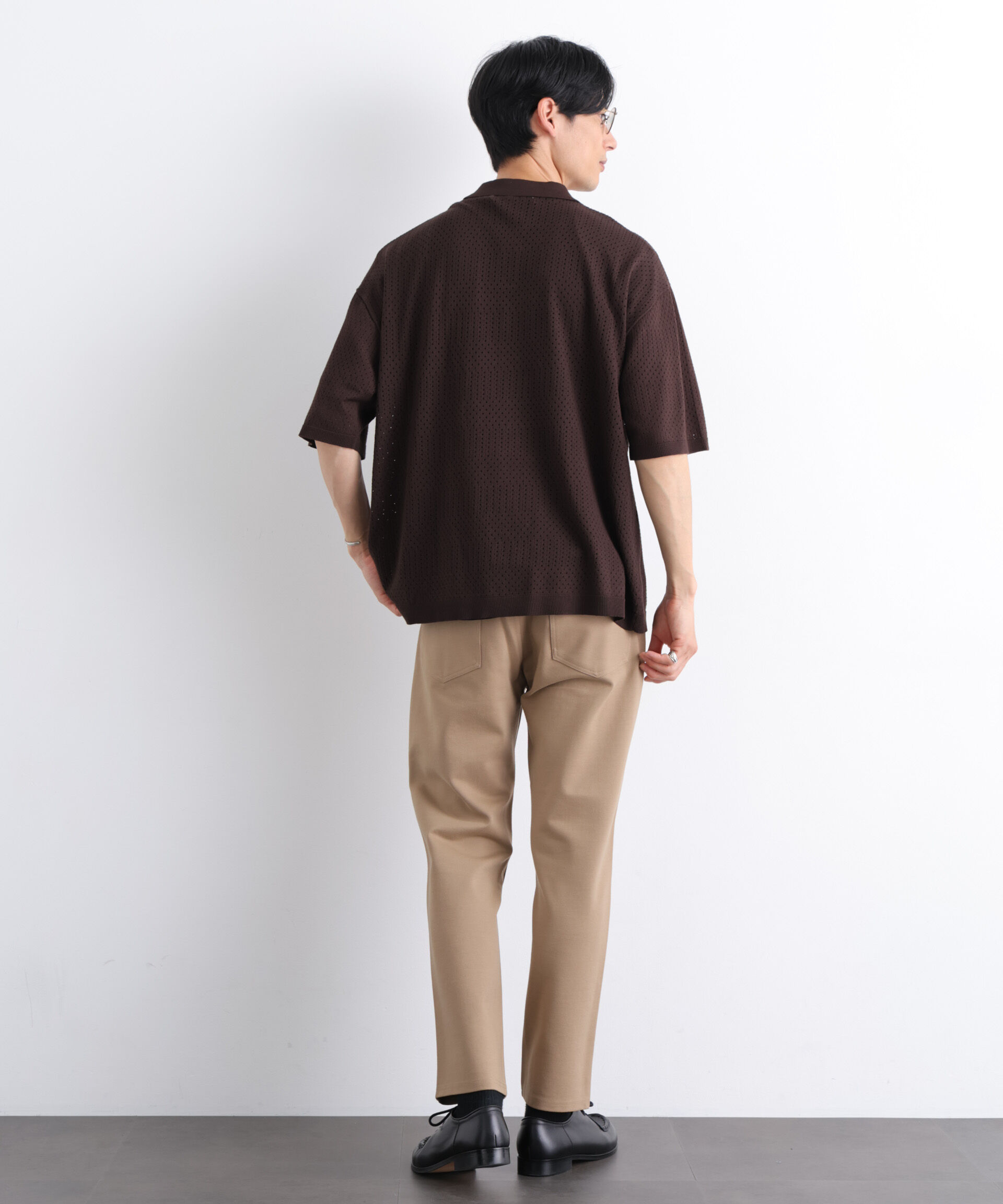 nano･universe「WEB限定/スキッパーテックニットポロシャツ/半袖」|Tシャツ・カットソー|