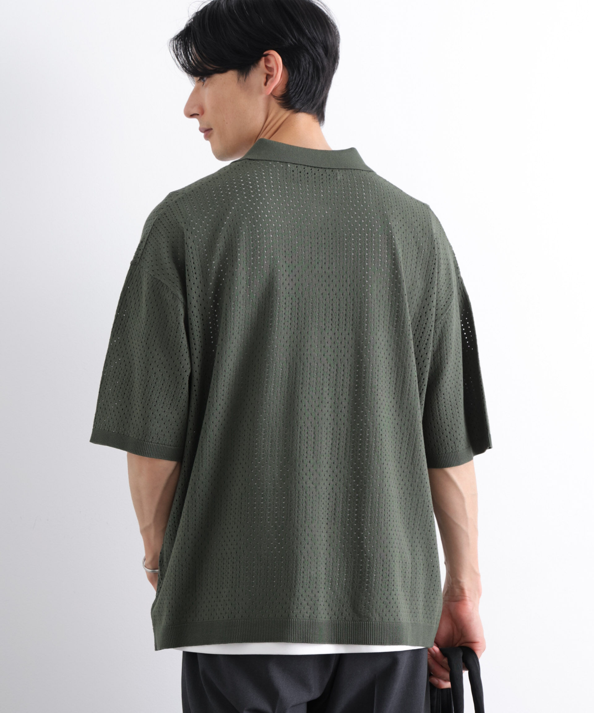 nano･universe「WEB限定/スキッパーテックニットポロシャツ/半袖」|Tシャツ・カットソー|