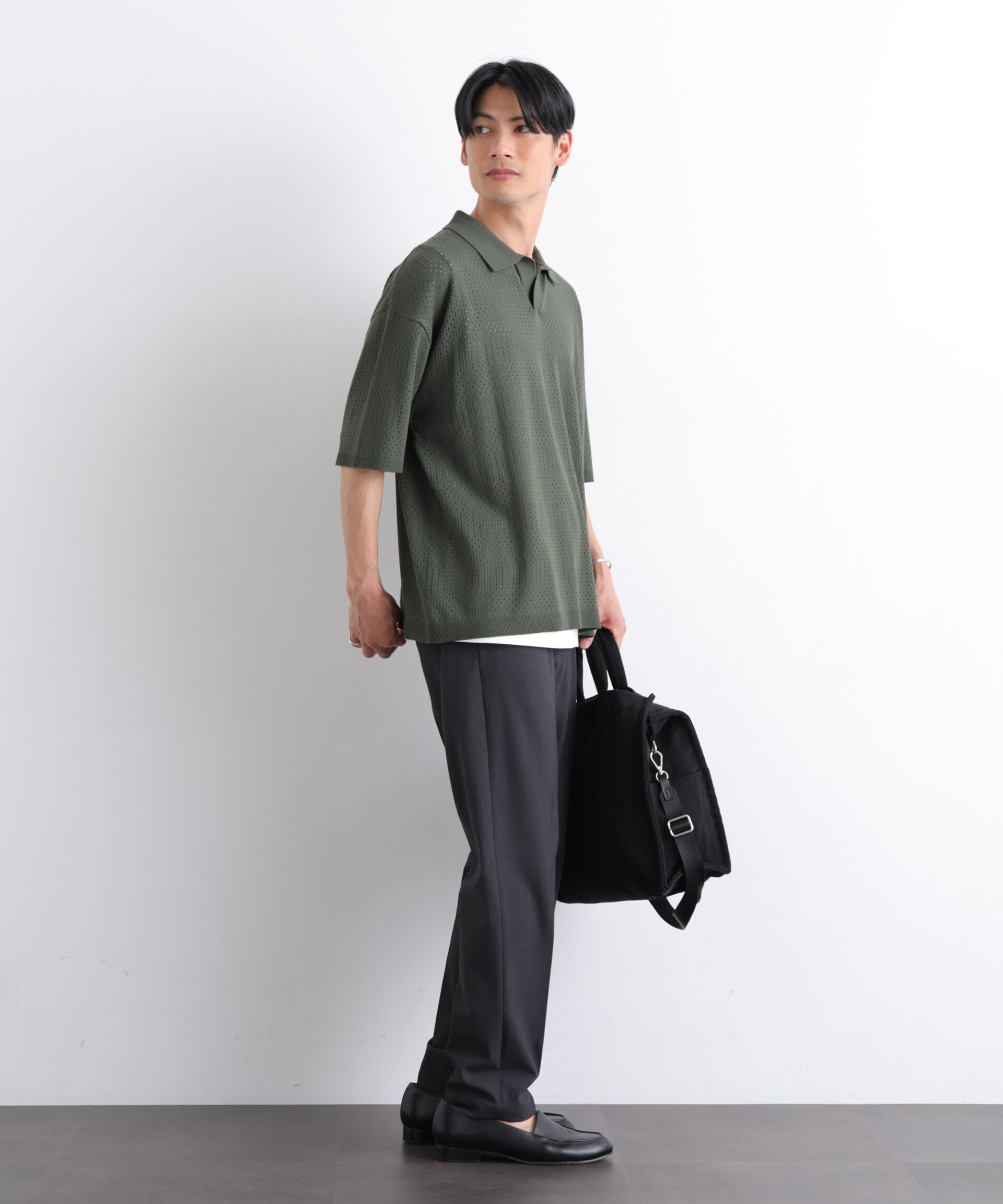 nano･universe「WEB限定/スキッパーテックニットポロシャツ/半袖」|Tシャツ・カットソー|