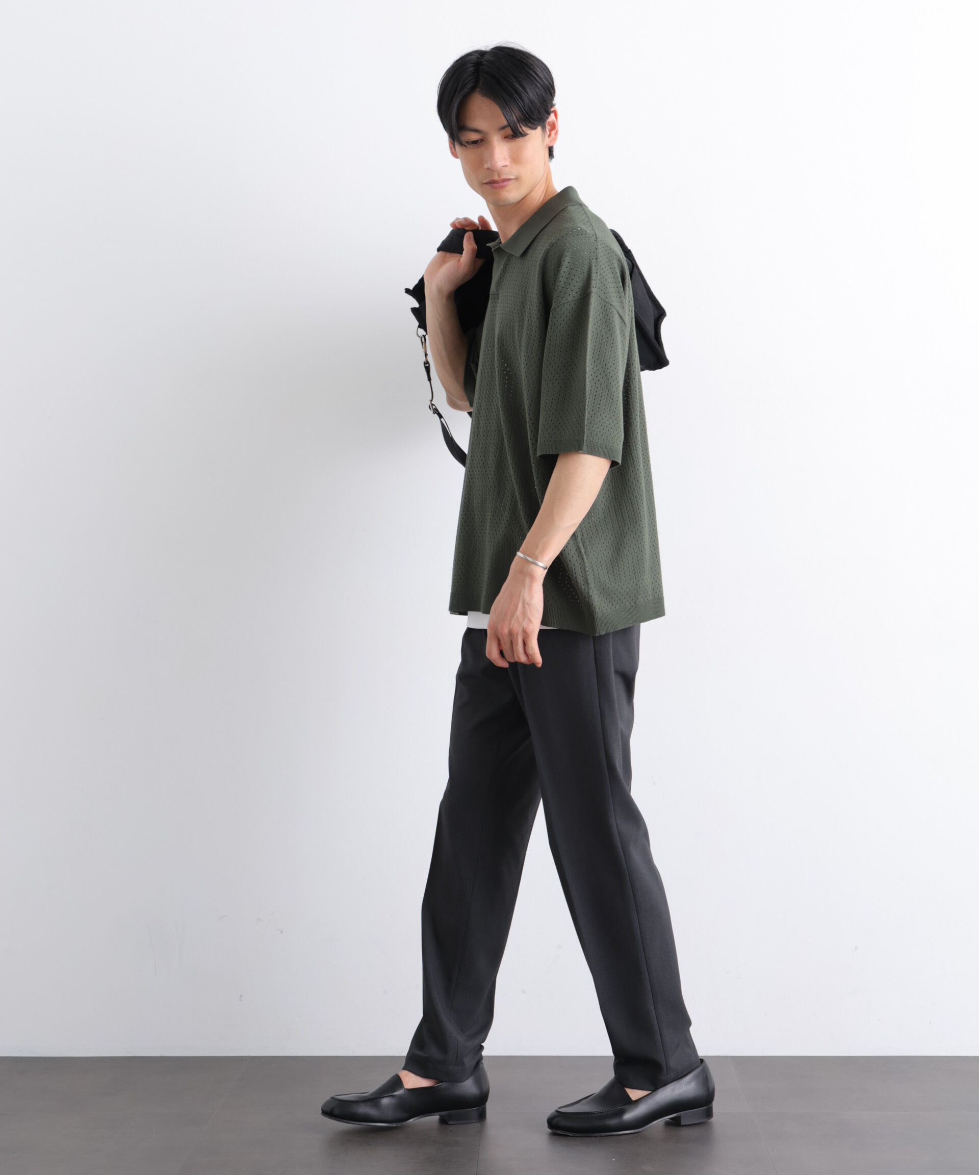 nano･universe「WEB限定/スキッパーテックニットポロシャツ/半袖」|Tシャツ・カットソー|