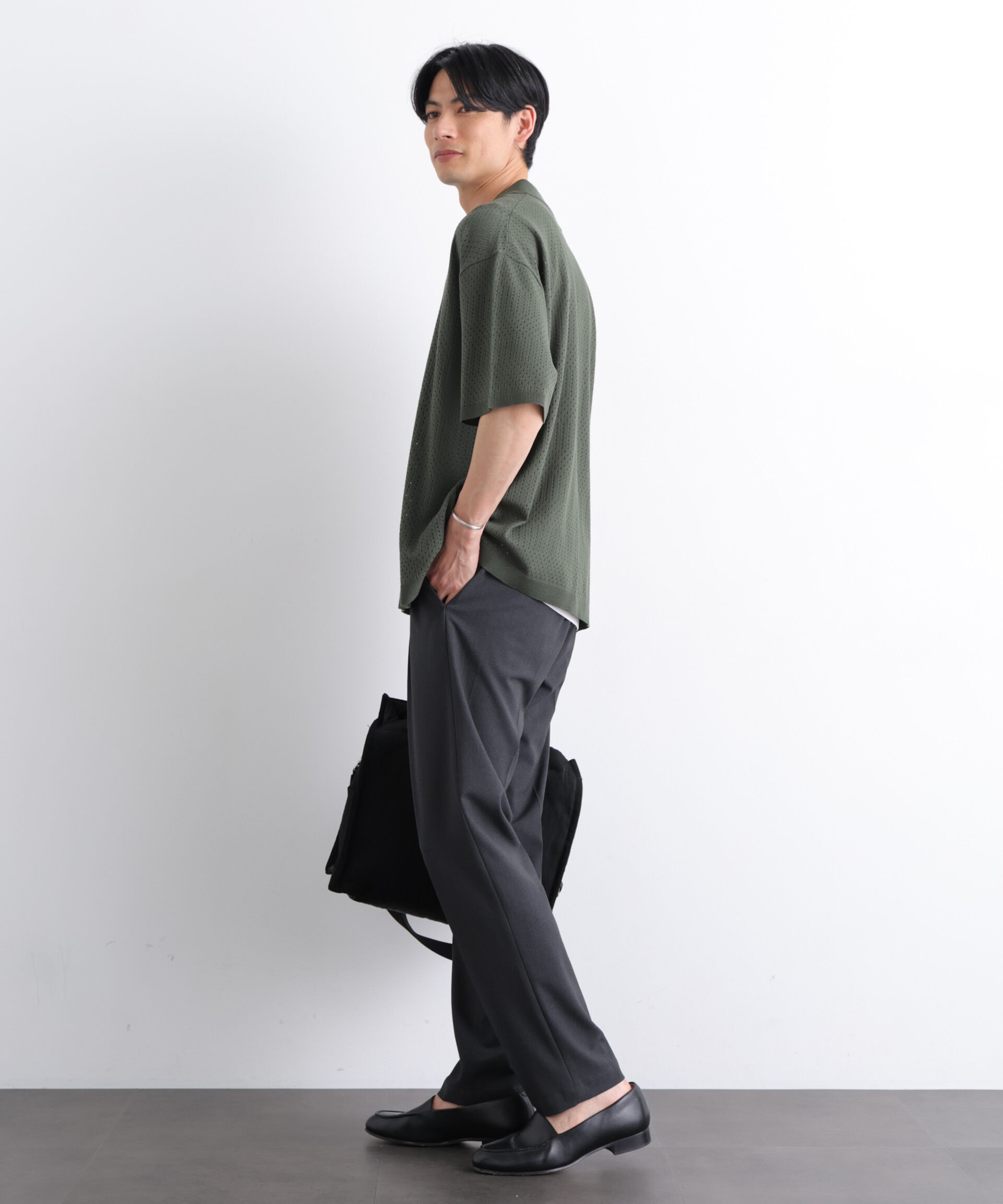 nano･universe「WEB限定/スキッパーテックニットポロシャツ/半袖」|Tシャツ・カットソー|