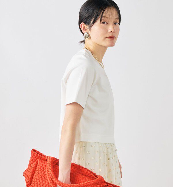 NOLLEY'S sophi「《手洗い可能》W&Wショート丈ロゴTシャツ」|Tシャツ・カットソー|