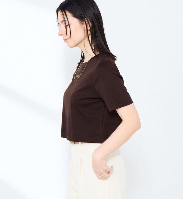 NOLLEY'S sophi「《手洗い可能》W&Wショート丈ロゴTシャツ」|Tシャツ・カットソー|