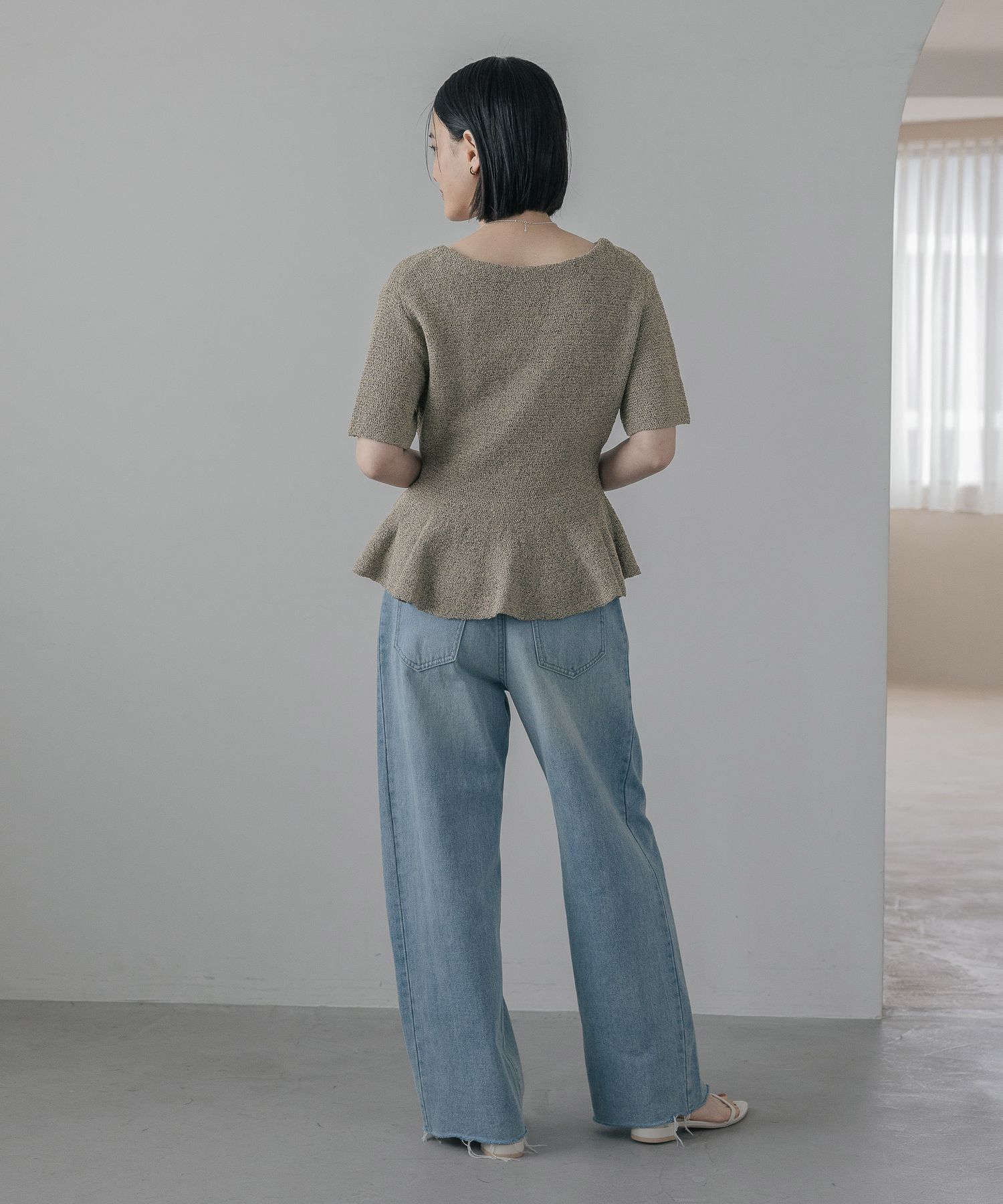 A part by 「【即完売シリーズ】ブークレペプラムカーディガン_5分袖」|ニット・セーター|