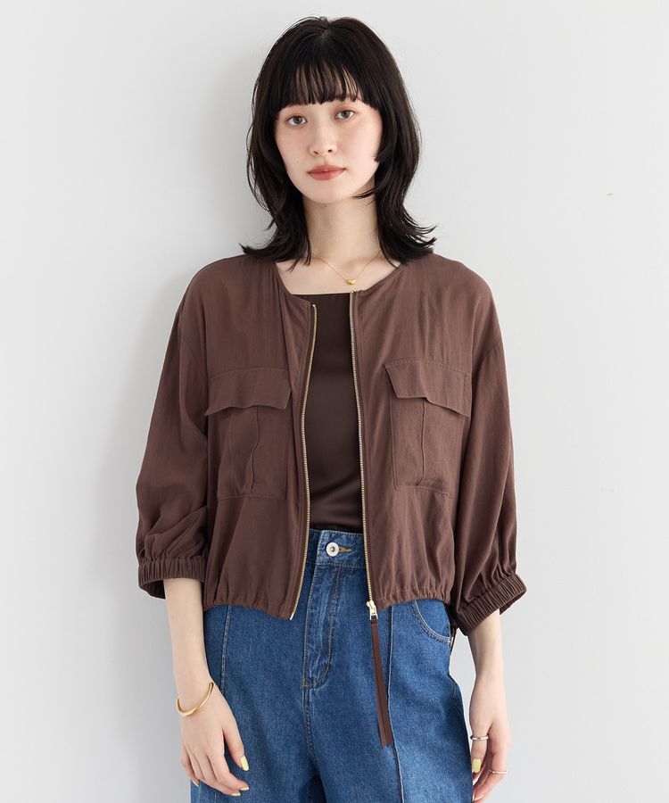 YECCA VECCA「ドライタッチシアーブルゾン」|ブルゾン・スタジャン|Brown