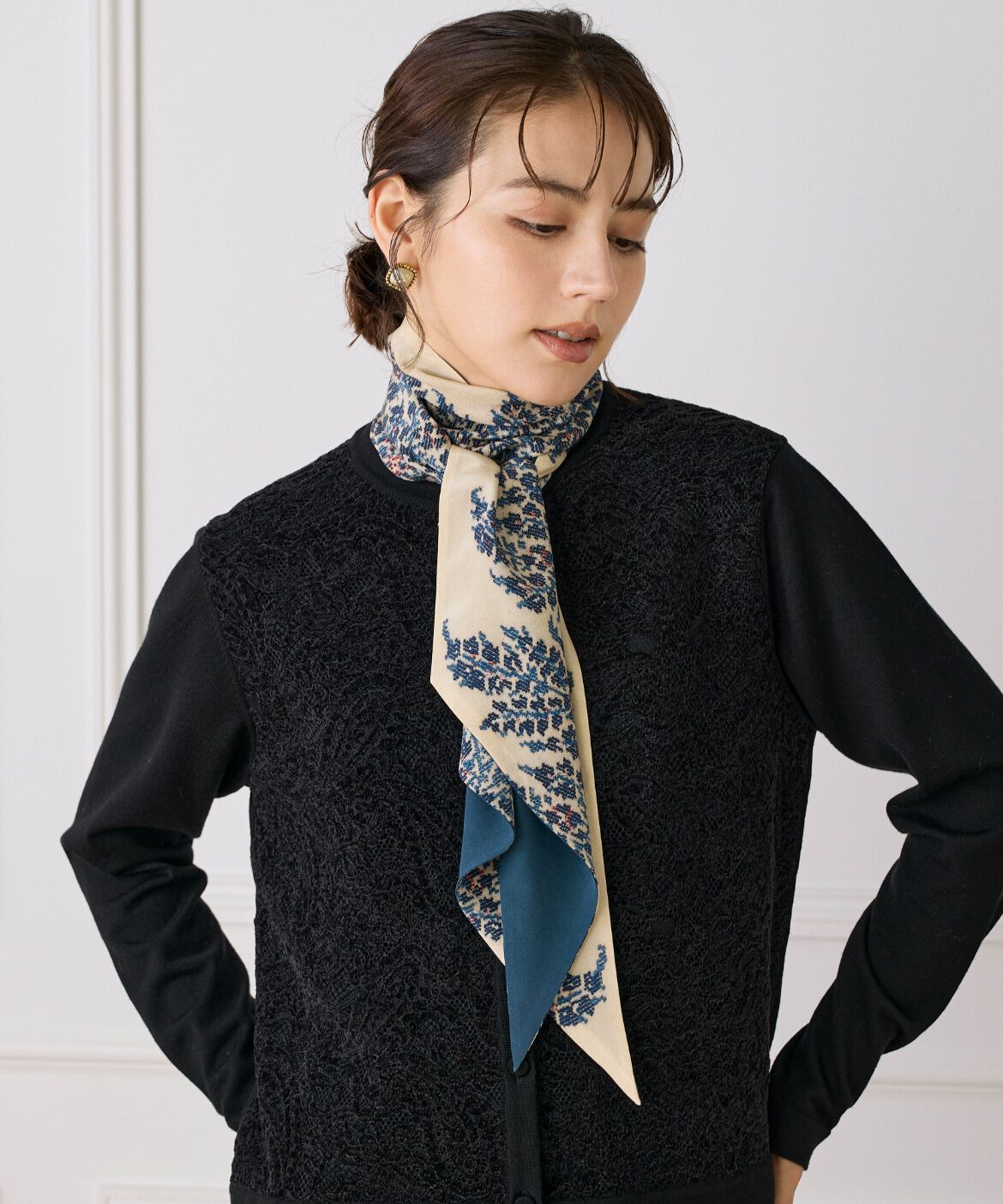 FAVORITE SUKINAMONO「Slim Dina Scarf スリムスカーフ《Tapis Noir》」|ストール|