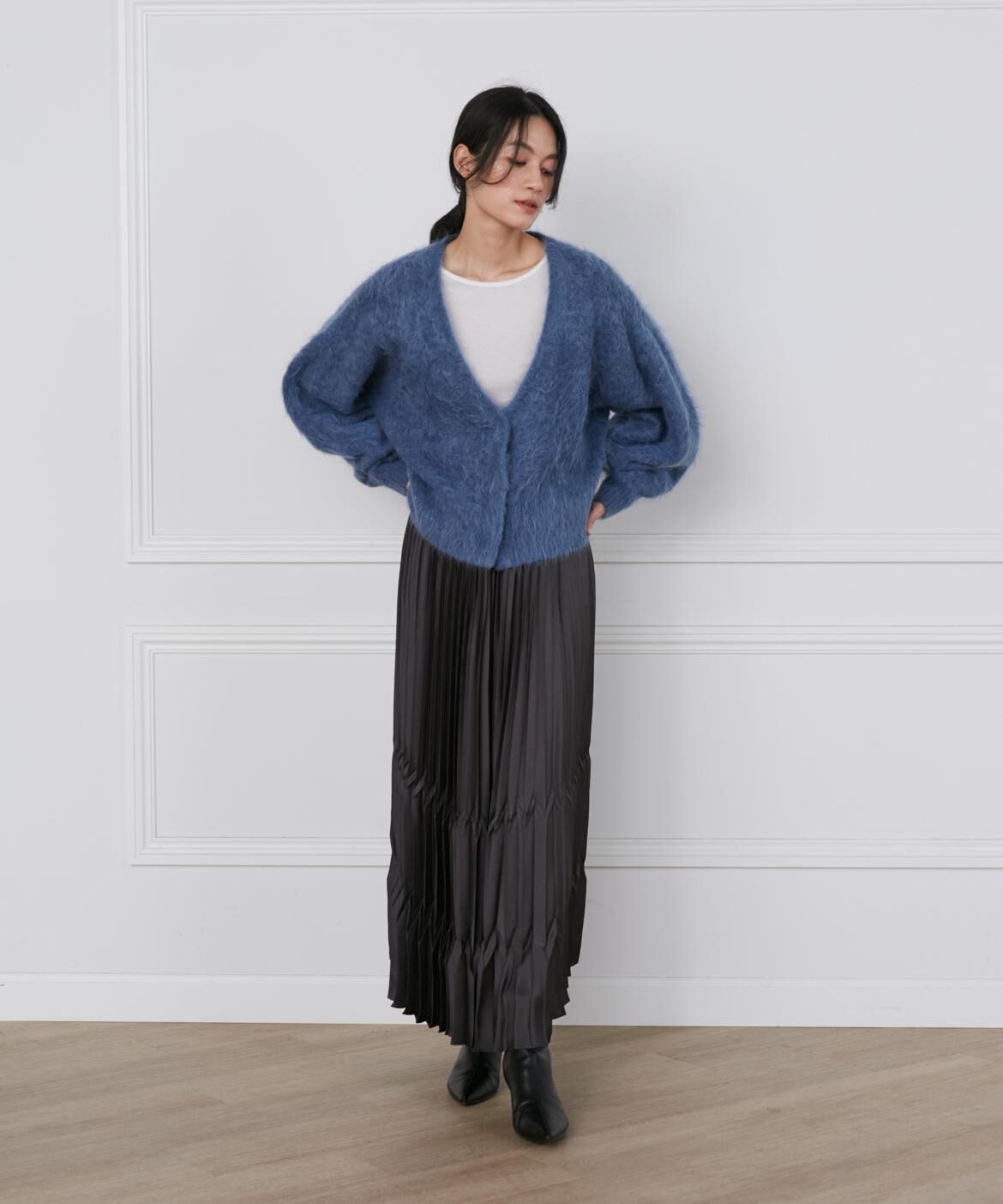 INED「《大きいサイズ》サテンプリーツスカート《la veille by SUPERIOR CLOSET》」|スカート|