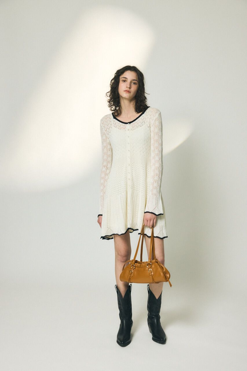 EYELET LACE KNIT ミニドレス（MOUSSY）｜ルミネのファッション通販