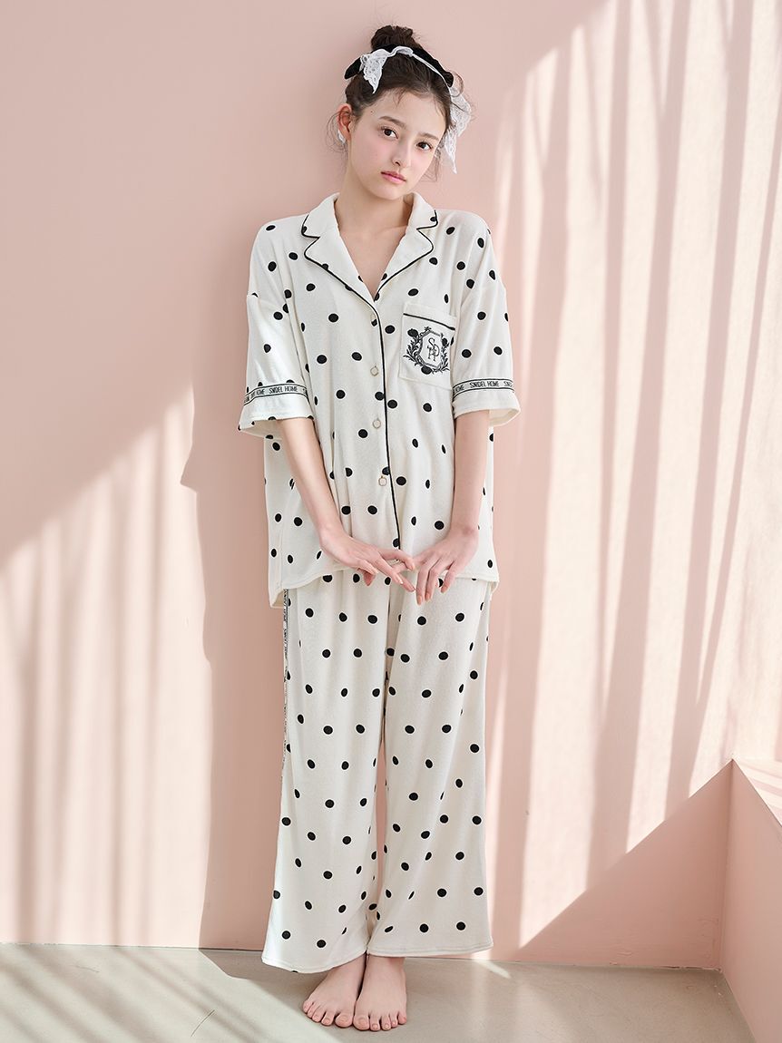 SNIDEL HOME「【sorbet light】【接触冷感】メランジパイル開襟シャツ」|ルームウェア|