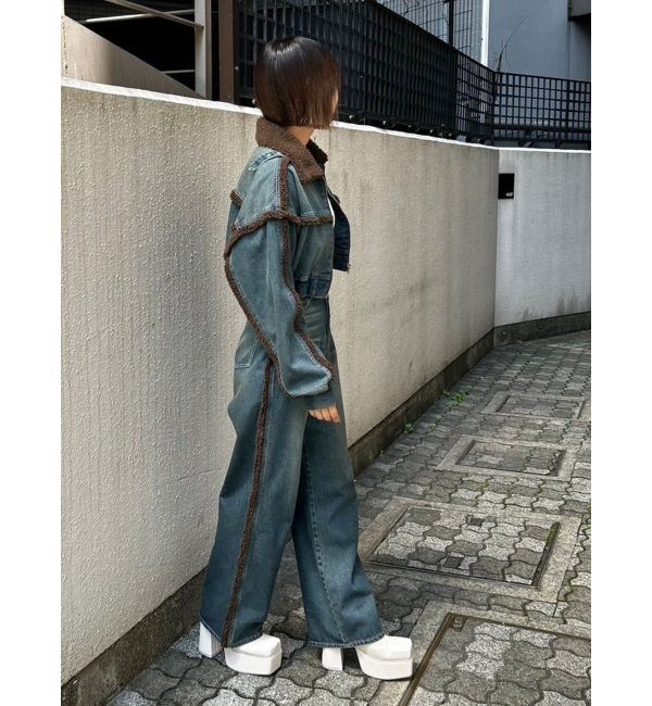 EVRIS「ボアステッチワイドデニムパンツ【セットアップ着用可能】」|デニム|