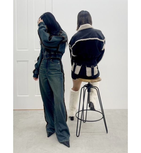 EVRIS「ボアステッチワイドデニムパンツ【セットアップ着用可能】」|デニム|