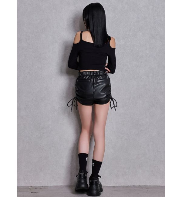 GYDA「GG drawstring fake leatherショートパンツ」|その他|