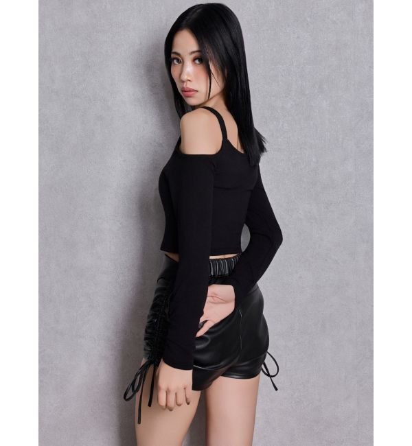 GYDA「GG drawstring fake leatherショートパンツ」|その他|