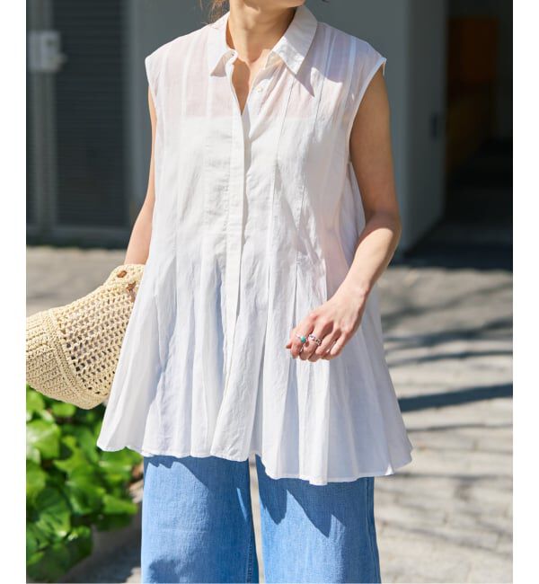 Spick and Span「《手洗い可 / 予約》C/Rボイルタックノースリーブブラウス」|シャツ・ブラウス|