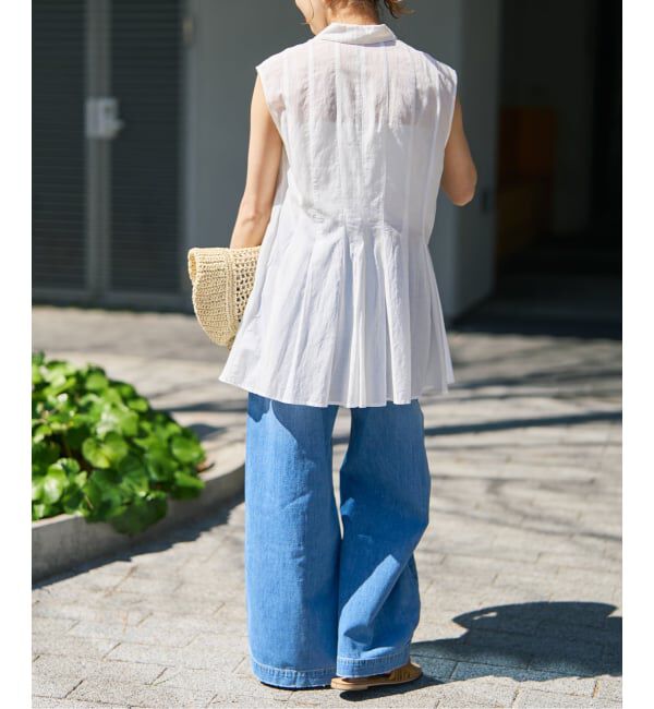 Spick and Span「《手洗い可 / 予約》C/Rボイルタックノースリーブブラウス」|シャツ・ブラウス|