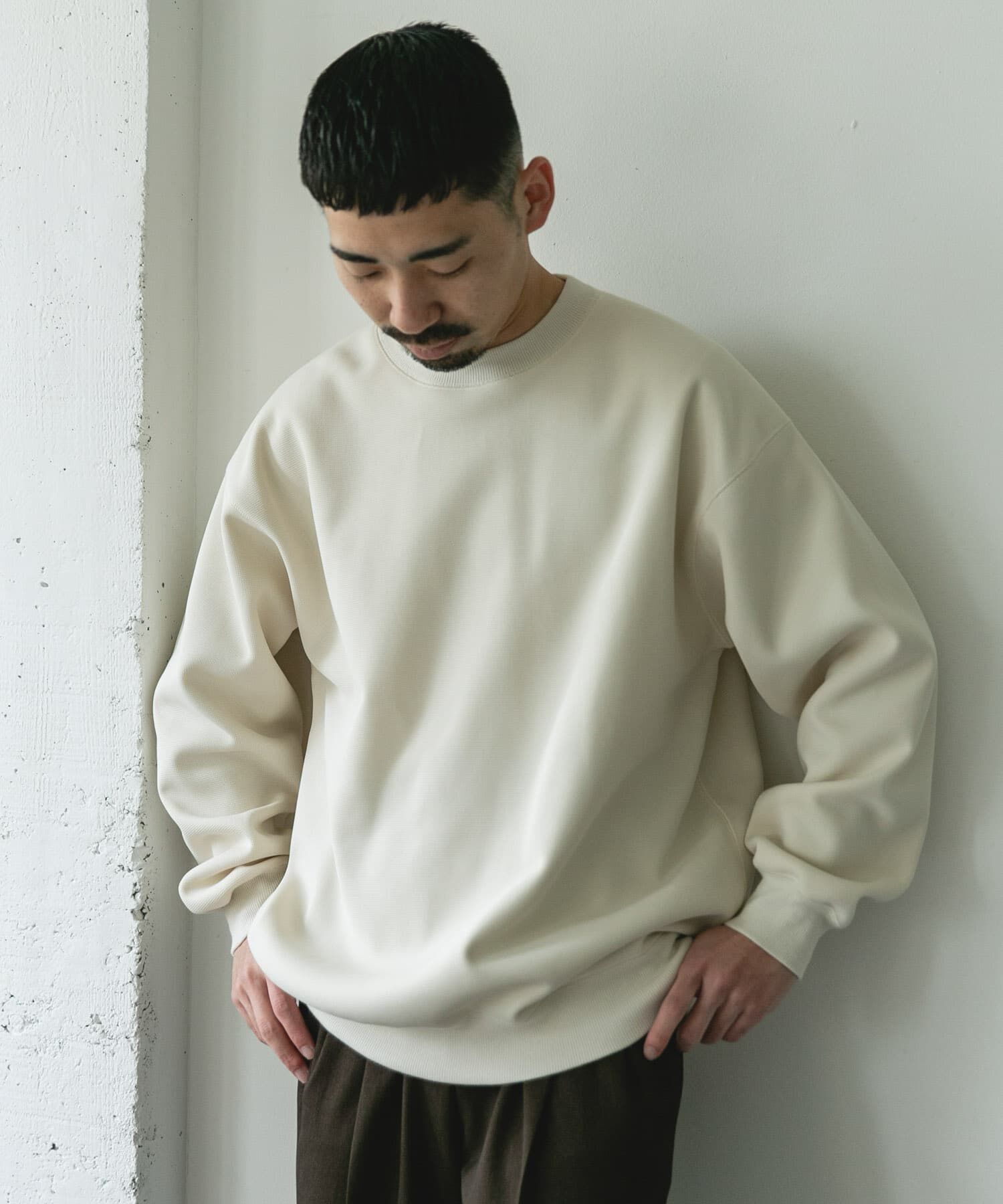 URBAN RESEARCH DOORS「ワッフルフリースクルーネックプルオーバー」|Tシャツ・カットソー|