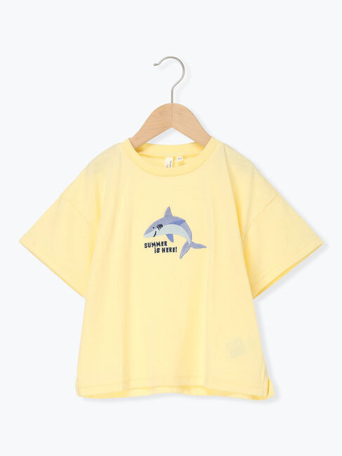 Samansa Mos2 Lagom「【吸水速乾】サメ刺繍Tシャツ」|Tシャツ・カットソー|イエロー