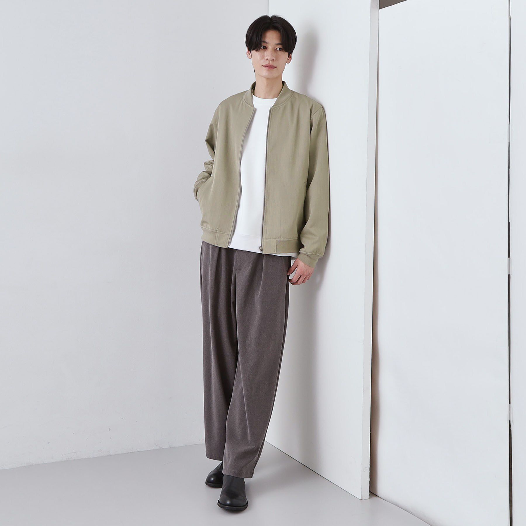 THE SHOP TK「FLEX LINE ストレッチリブブルゾン　ストレッチ/防シワ/マシンウォッシャブル/セットアップ可」|ブルゾン・スタジャン|