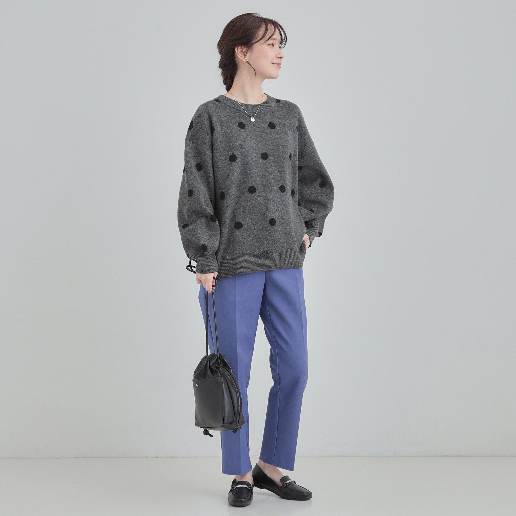 SHOO･LA･RUE「【S-LL/洗濯機可】体型カバーができる 大人のドット柄ニット」|ニット・セーター|
