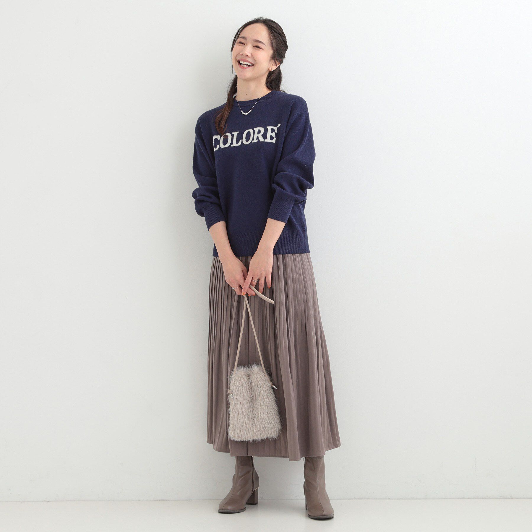 SHOO･LA･RUE「【洗濯機可/S-LL】もちもちタッチ スウェットライクロゴニット」|ニット・セーター|