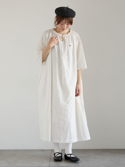 Samansa Mos2「【SA刺繍】スモックワンピース」|ワンピース|オフホワイト