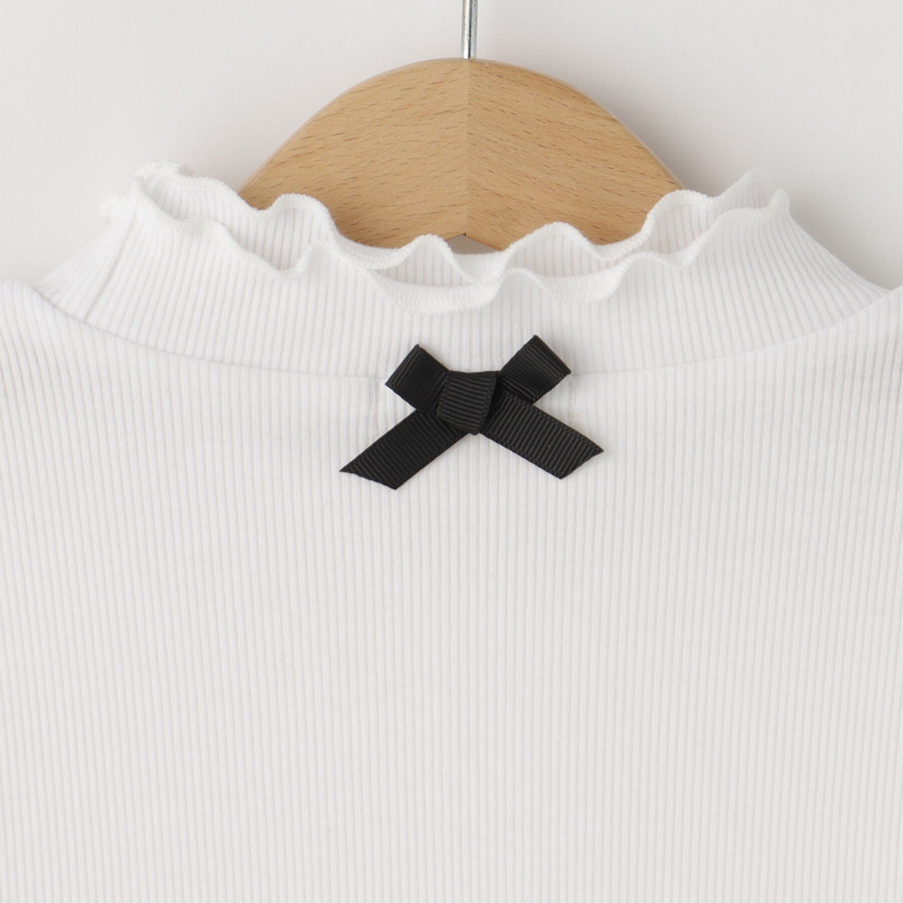 SHOO･LA･RUE「【110-140cm/プチセレ】リボンハイネックインナー」|Tシャツ・カットソー|