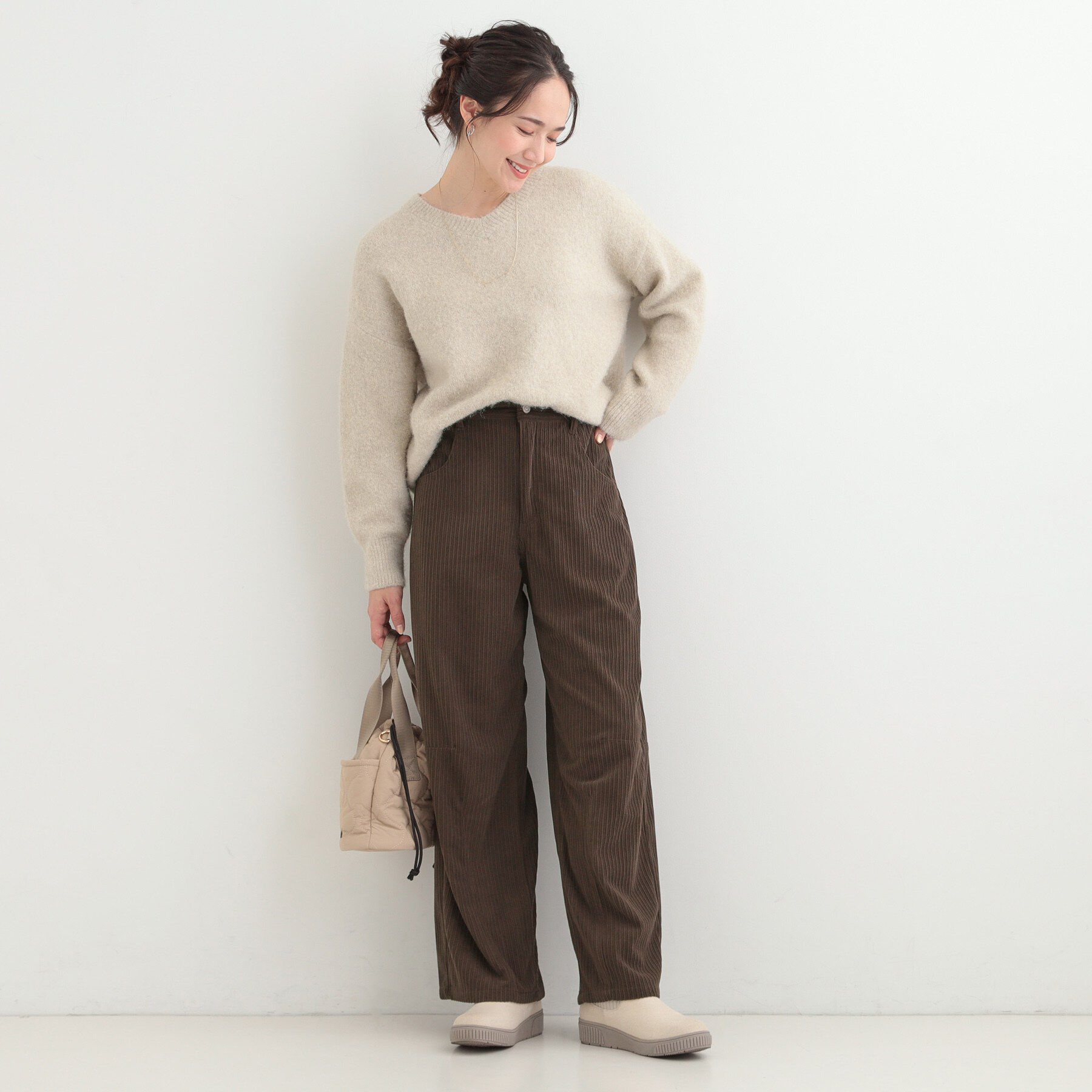 SHOO･LA･RUE「【S-LL】大人っぽく穿ける 股上深め コーデュロイカーブパンツ」|その他|