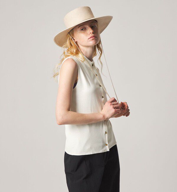 STEVEN ALAN「＜Steven Alan＞コットン ポロカラー ノースリーブ トップス」|Tシャツ・カットソー|