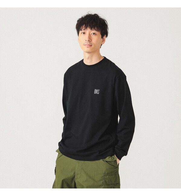 BEAMS「BMSロゴ ロングスリーブ Tシャツ」|Tシャツ・カットソー|BLACK