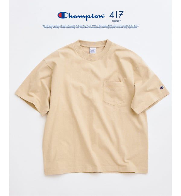 417 EDIFICE「CHAMPION / チャンピオン 417別注 Bleach Wash Pocket Tシャツ」|Tシャツ・カットソー|ベージュ
