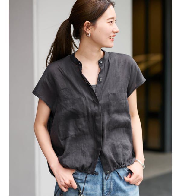 FRAMeWORK「≪一部カラーWEB限定 / 追加≫キャップスリーブドロストシャツ」|シャツ・ブラウス|ブラック