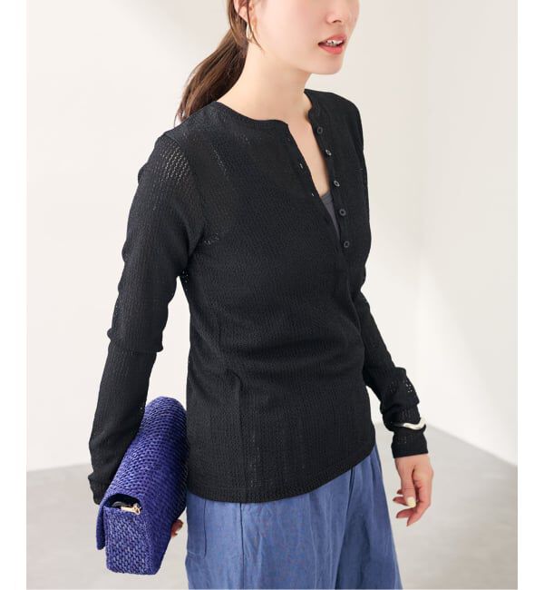 FRAMeWORK「ストレッチレースヘンリーカットソー」|Tシャツ・カットソー|