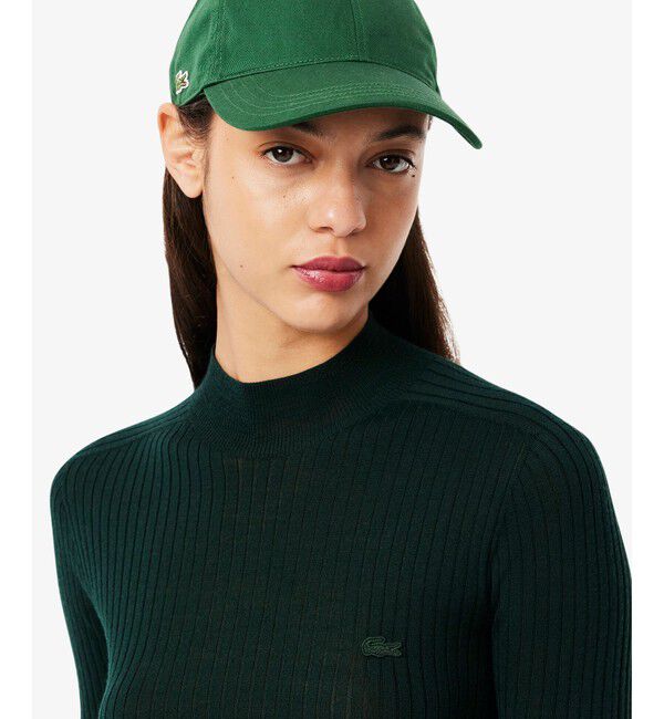 LACOSTE「3Dニッティングハイネック メリノウール ハイゲージニットセーター」|ニット・セーター|ダークグリーン
