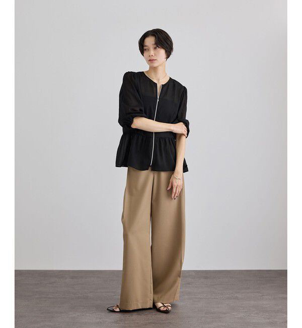SALON adam et rope'「【WEB限定】リネンライクシアージップアップシャツ」|シャツ・ブラウス|