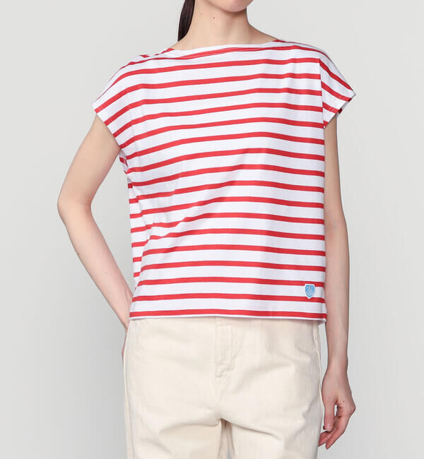 ORCIVAL「ORCIVAL | コットンレジェ ボートネック フレンチスリーブプルオーバー WOMEN」|Tシャツ・カットソー|RED系1