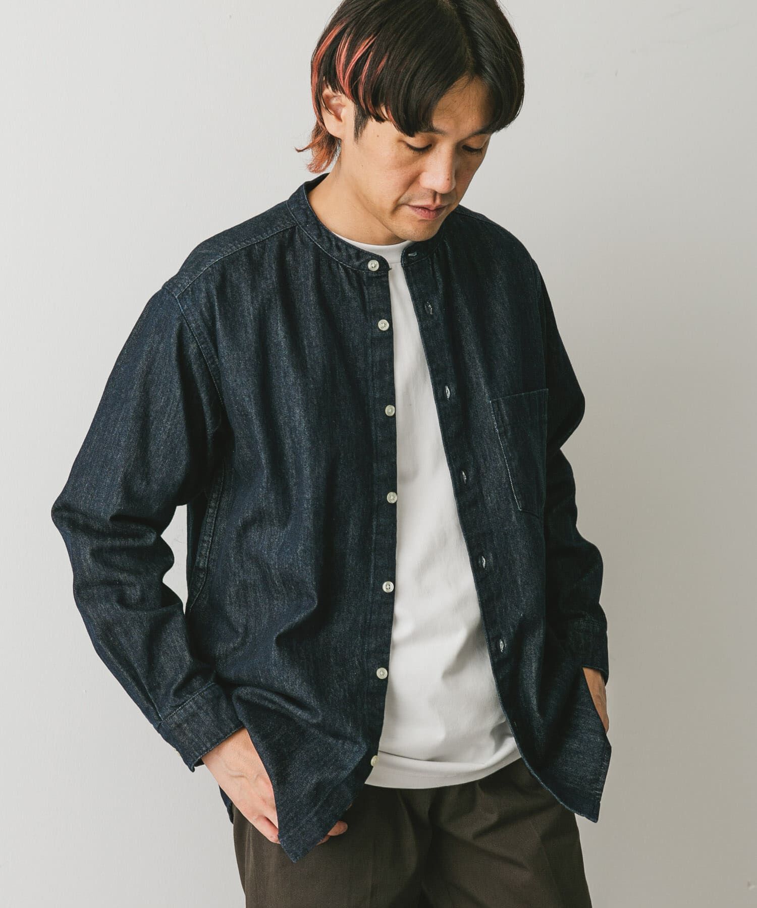 URBAN RESEARCH DOORS「デニムバンドカラーシャツ」|シャツ・ブラウス|