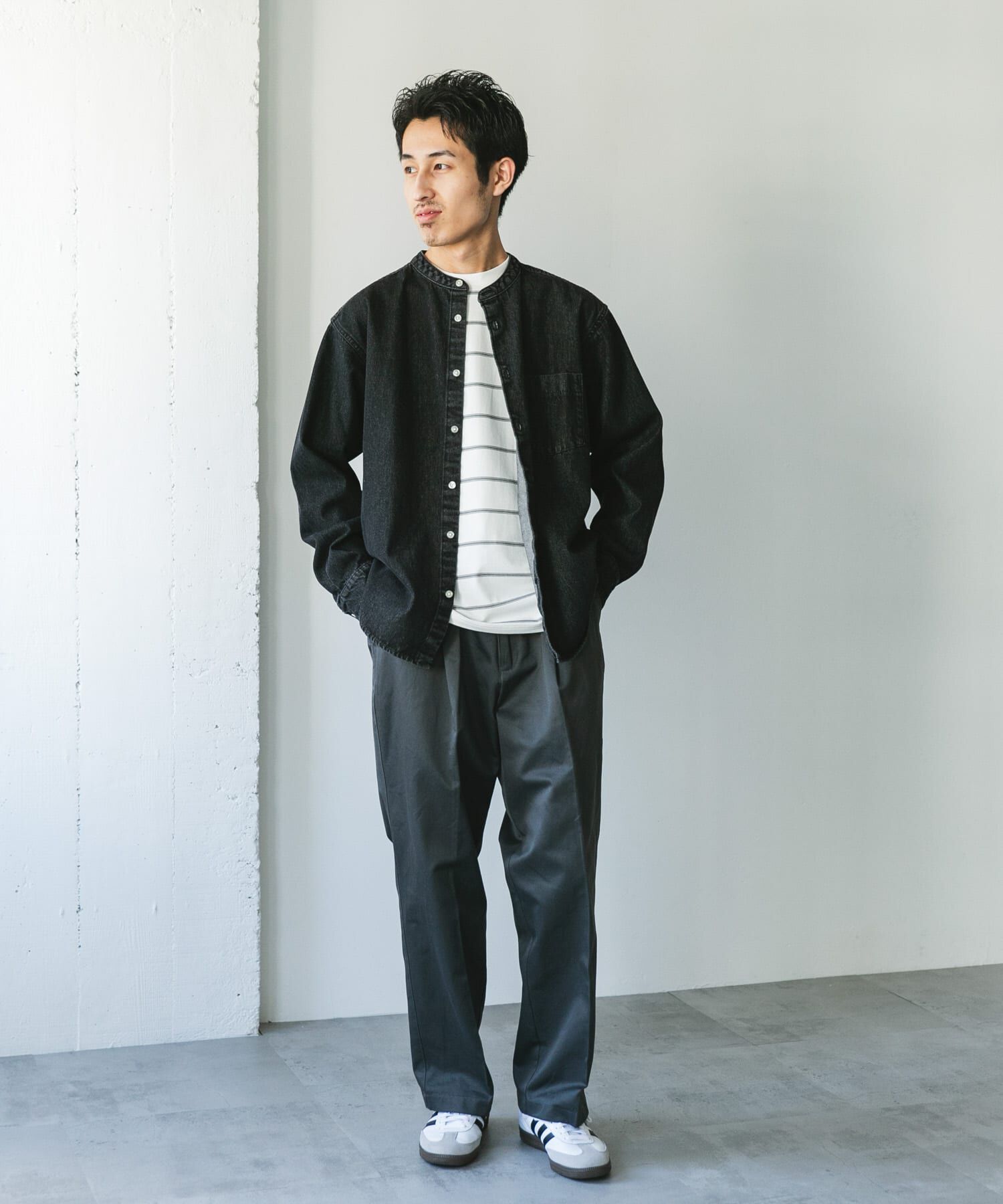 URBAN RESEARCH DOORS「デニムバンドカラーシャツ」|シャツ・ブラウス|